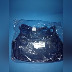 Tianhengyi Leather Crossbody Bag Midnight Blue Multi Pockets Shoulder Purse NIB